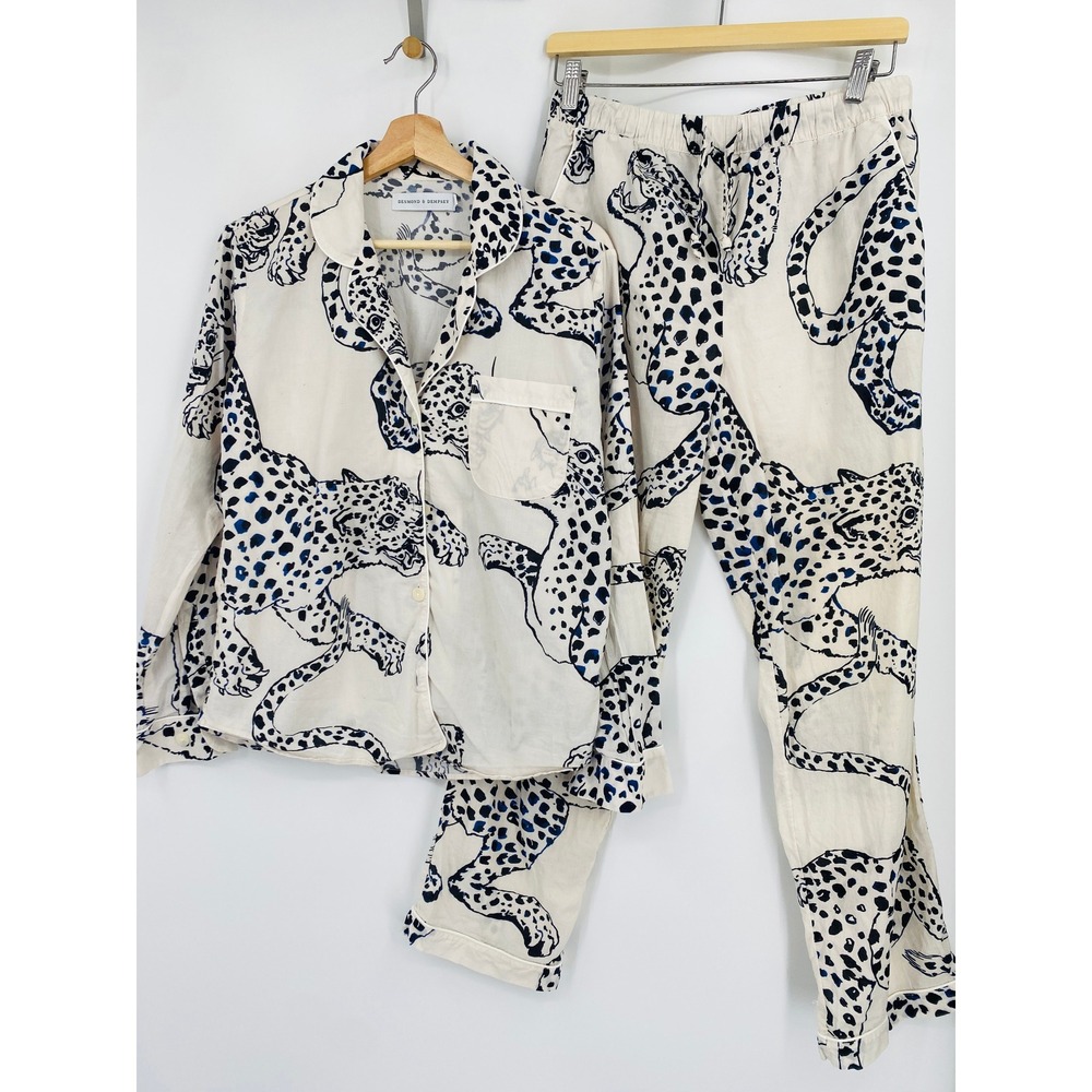 Desmond & Dempsey Jaguar Boxy Shirt & Wide-Leg Trousers Pyjama Set - Picture 3 of 8